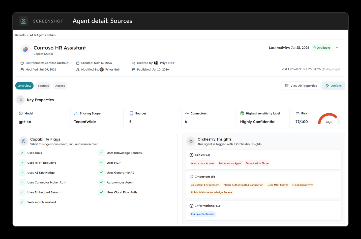 Agent detail with the Overview tab active.