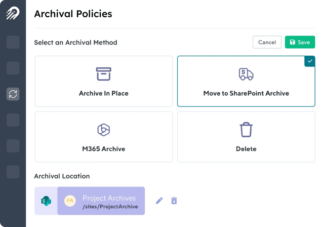 Archival Policies Screenshot
