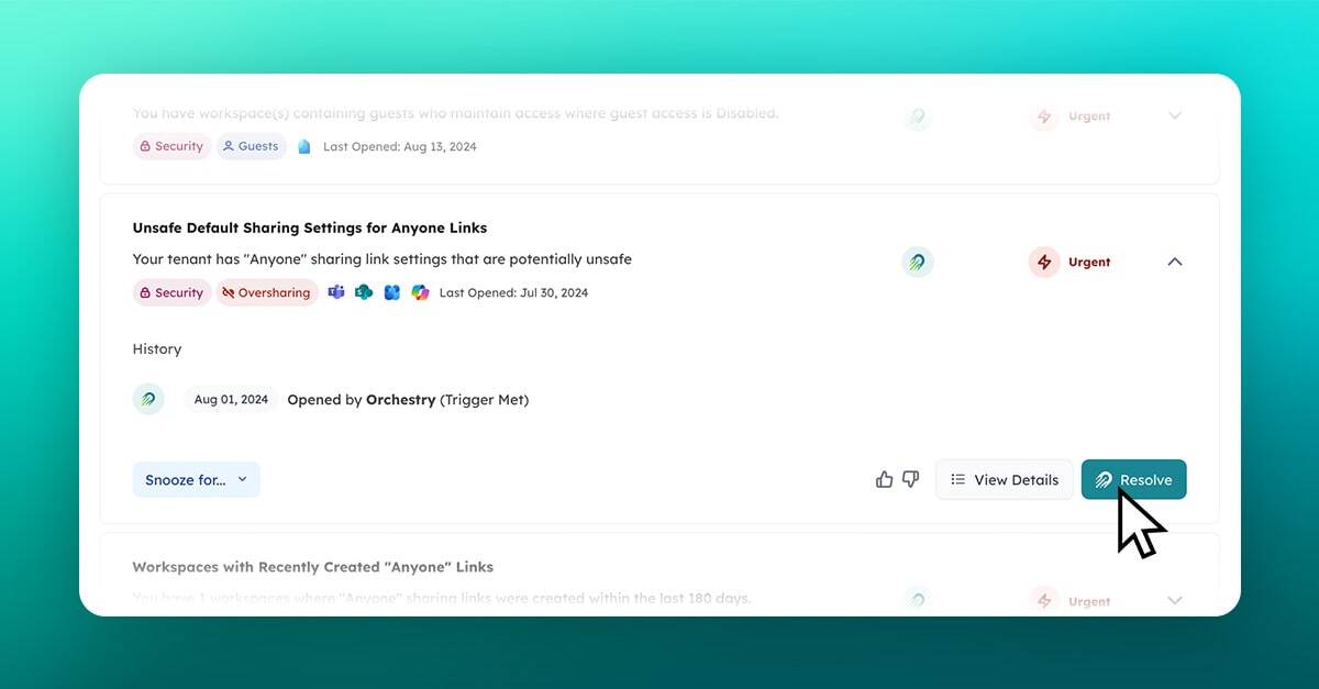 orchestry microsoft 365 shared links settings