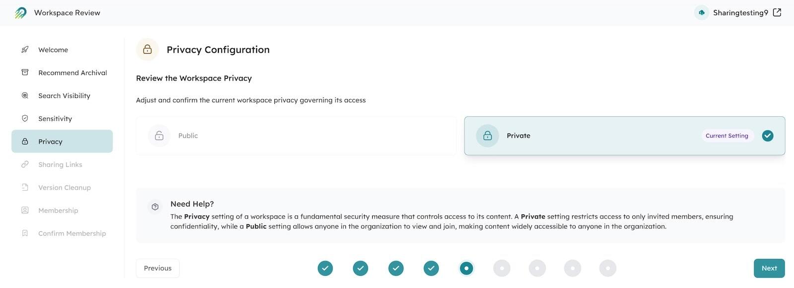 prchestry workspace reviews privacy feature