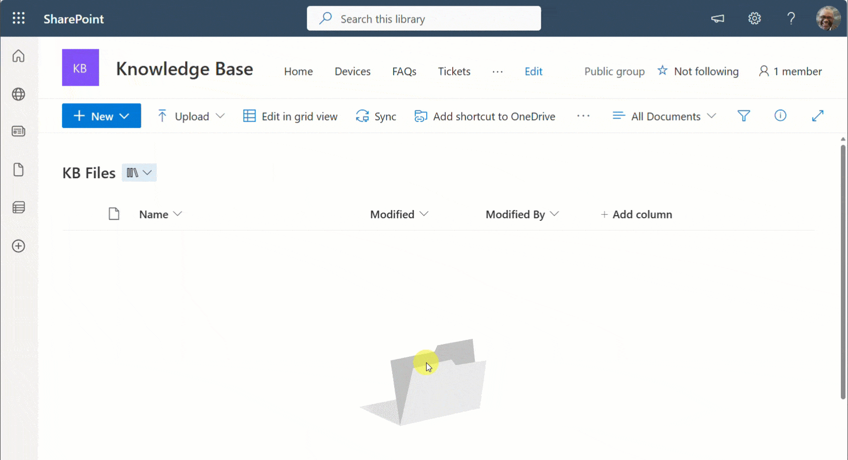 a GIF demonstrating how to break inherited permissions in a document library; user changes Group Member permissions from 'EDIT' to 'READ'