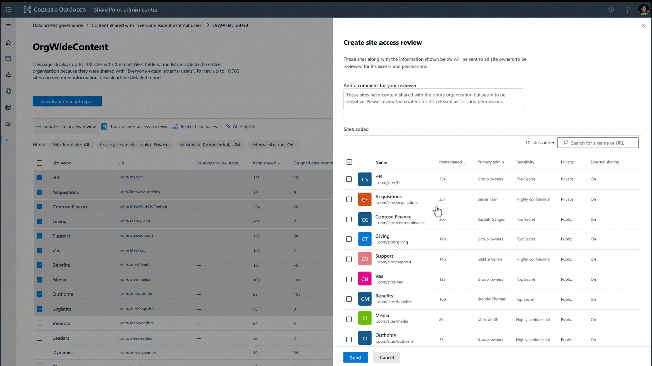 GIF demonstrating the 'Site Access Review' feature