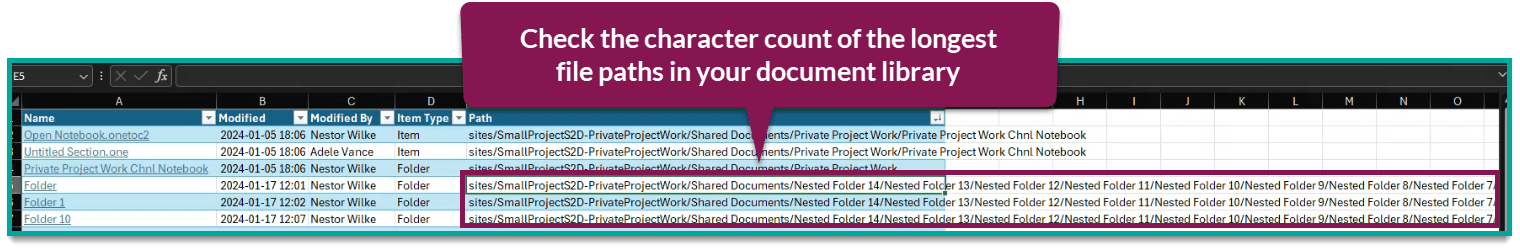 folders with too long names