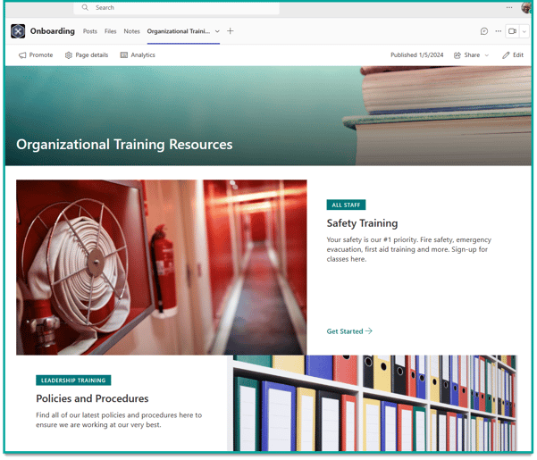 Training Resources Tab in SharePoint