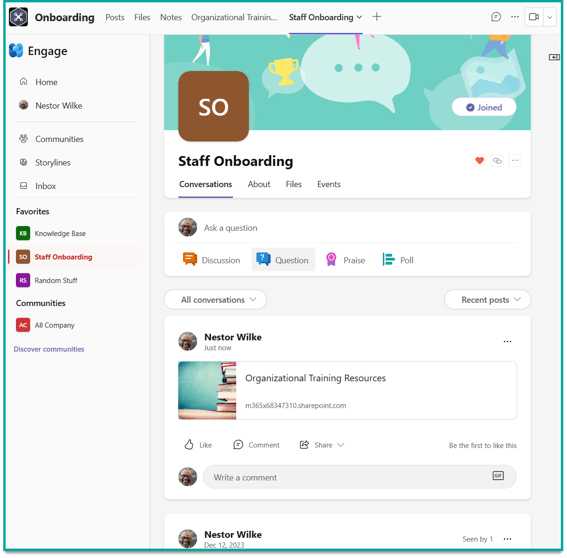 Viva Engage Community Support Tab