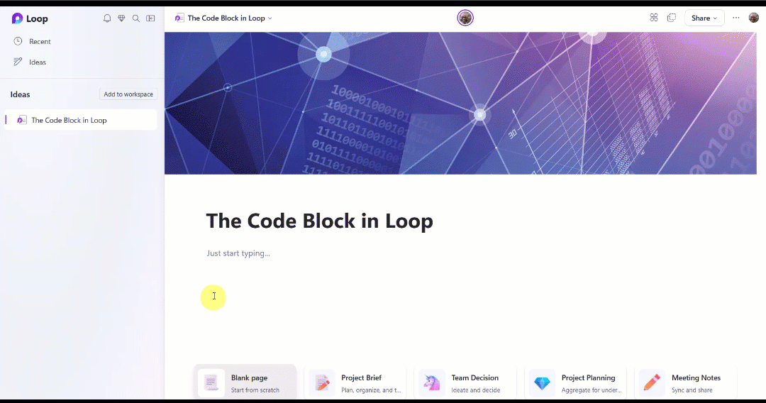 GIF of Loop code component