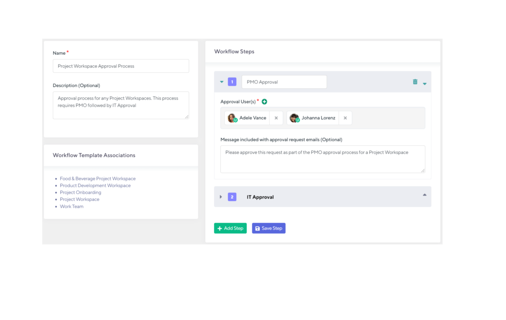 Orchestry's Workspace approval workflow