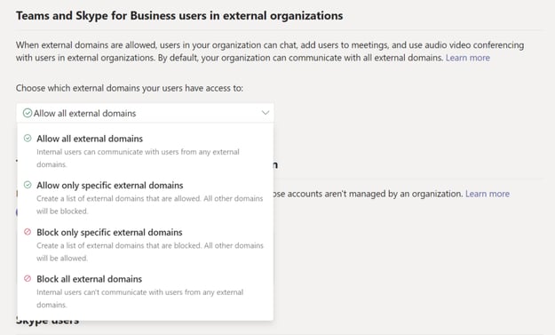 Microsoft Teams Guest user domain blocking configuration in Microsoft Teams Admin Center