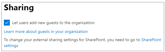 Microsoft Teams Guest access sharing options in admin center