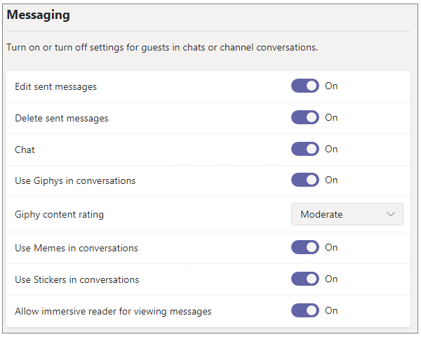 Microsoft Teams Guest access settings in admin center