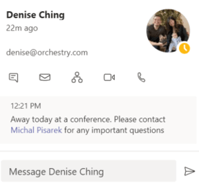 microsoft teams status message in contact card