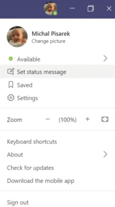 setting microsoft teams status 