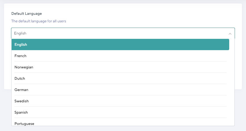 Languages available in the Orchestry platform