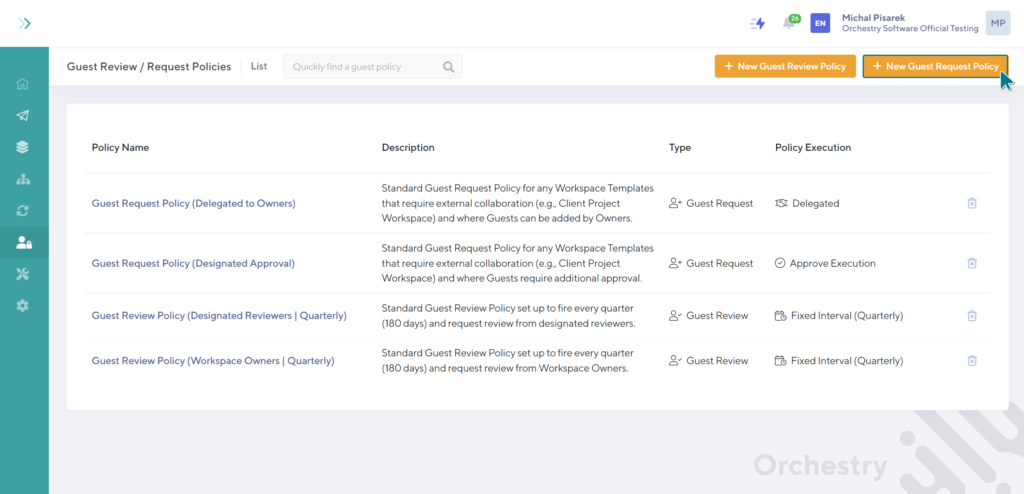 Orchestry's Microsoft Teams Guest access policies management