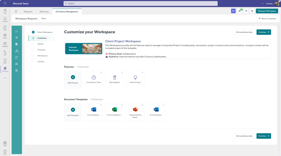 Workspace customization using Orchestry