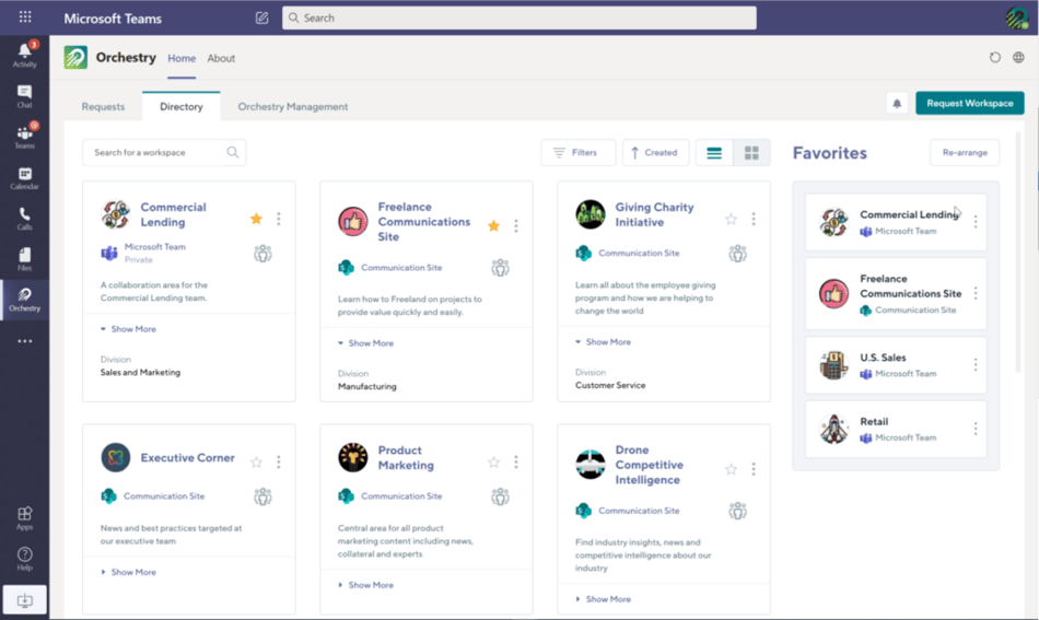 Orchestry's SharePoint and Microsoft Teams Directory