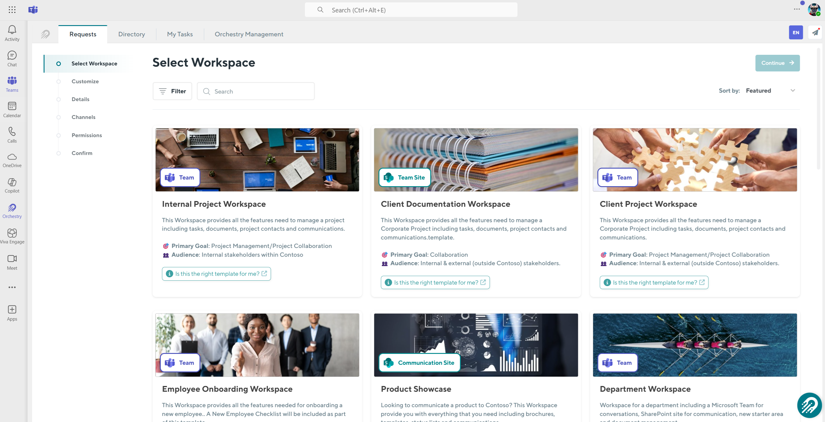 Select Workspace Screen