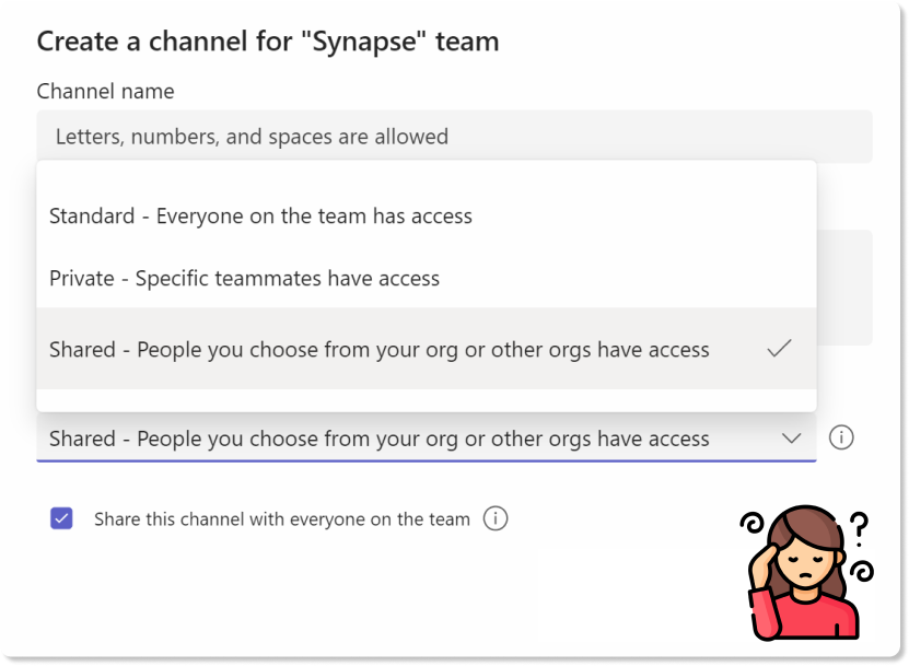 Shared Channels creation process in Microsoft Teams