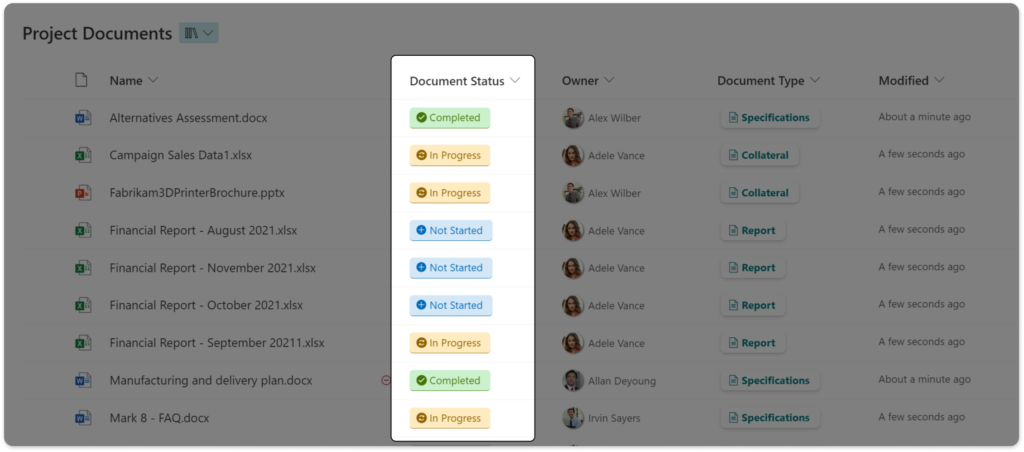 Metadata Document Status