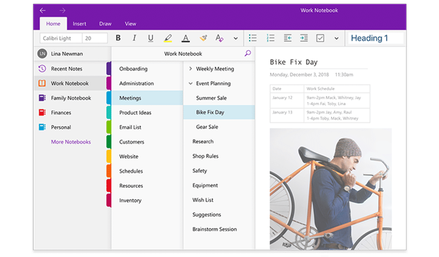 Explore the interface of microsoft onenote