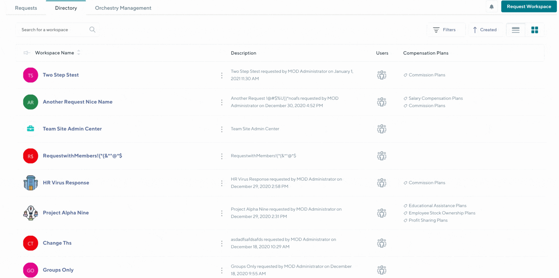 microsoft 365 orchestry workspace directory with metadata support