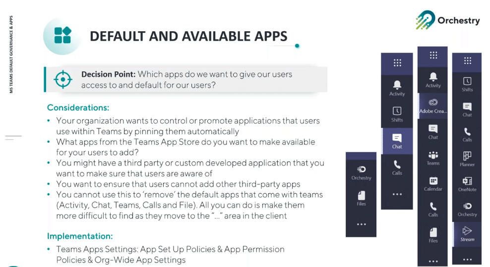 Governing Microsoft Teams Default and Available Apps