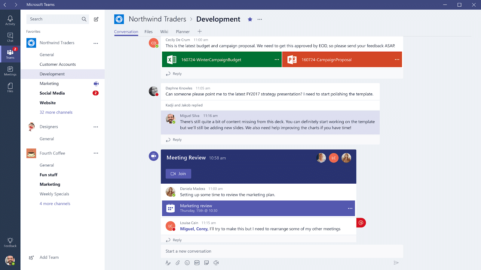 Screenshot of Microsoft Teams workspace