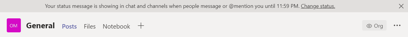 ms teams - status message - notification update