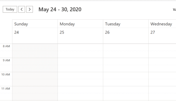 Screenshot Microsoft Outlook calendar