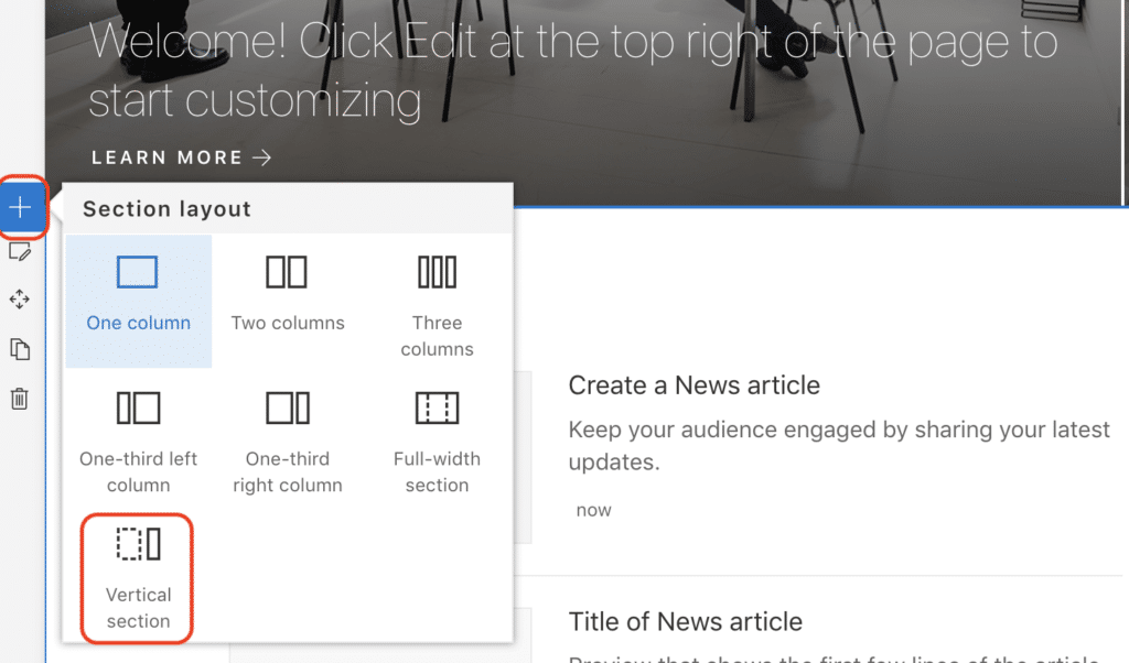 Microsoft sharepoint online vertical sections explained