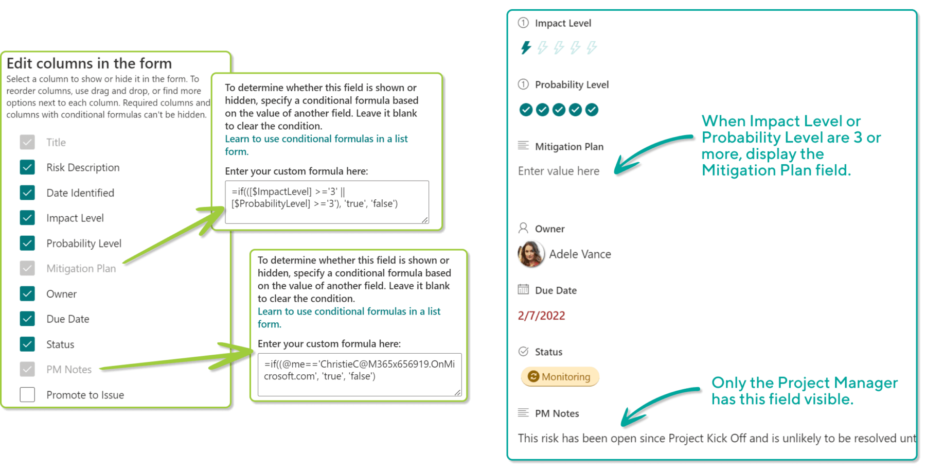 Sharepoint content management - Conditional Form