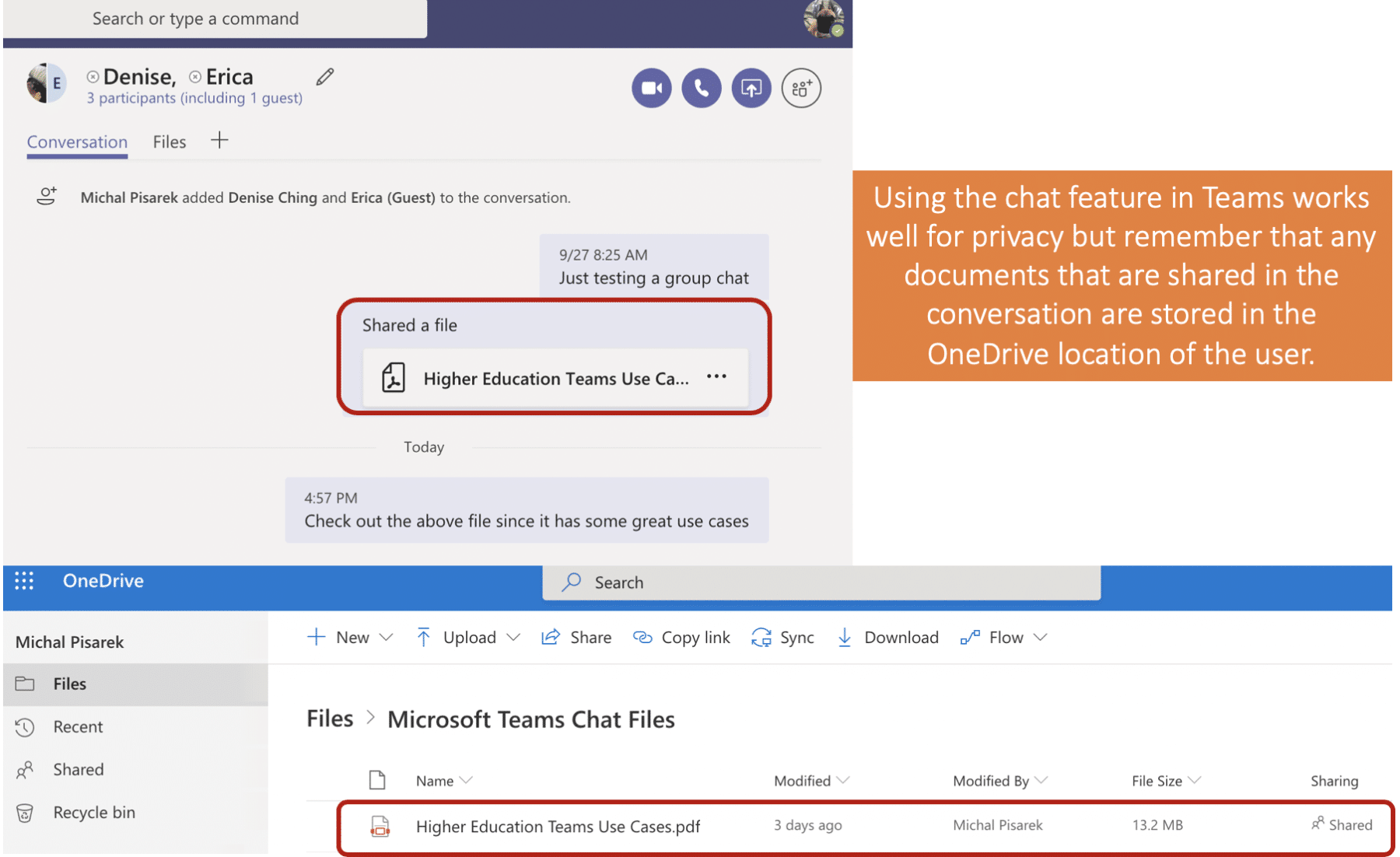 Screenshot - Private Microsoft Teams Workaround in Outlook