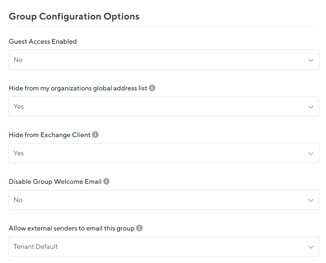 Microsoft 365 compliance in orchestry - group configuration options