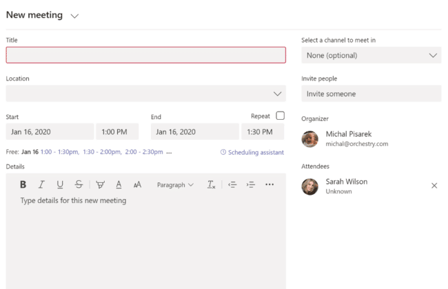 Schedule Microsoft Teams Meetings directly in Microsoft Teams