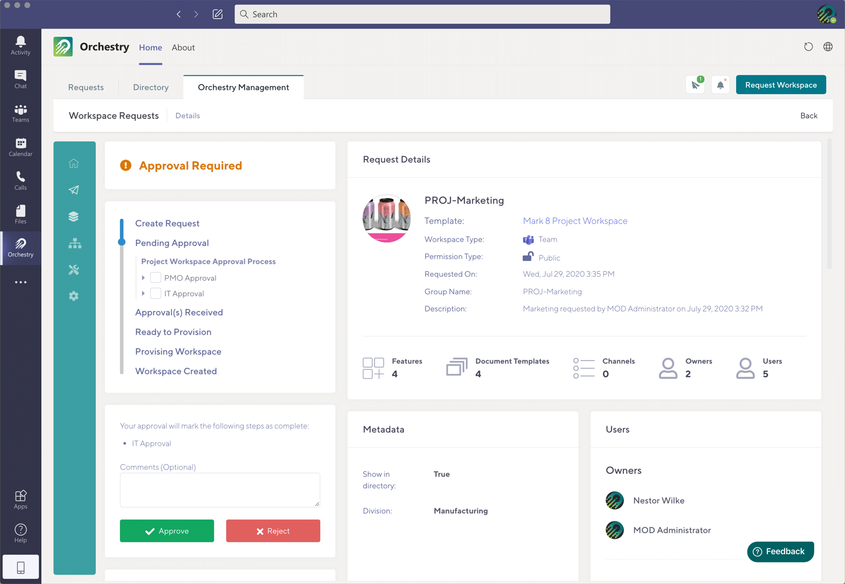 governance policies by orchestry workspace outside viva