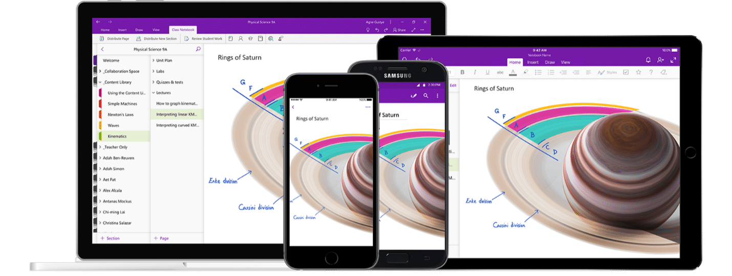ms onenote app across devices