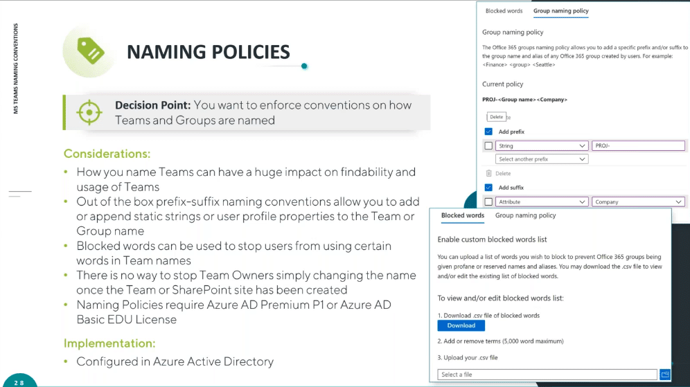 Naming Convention and Policies for Microsoft Teams Governance
