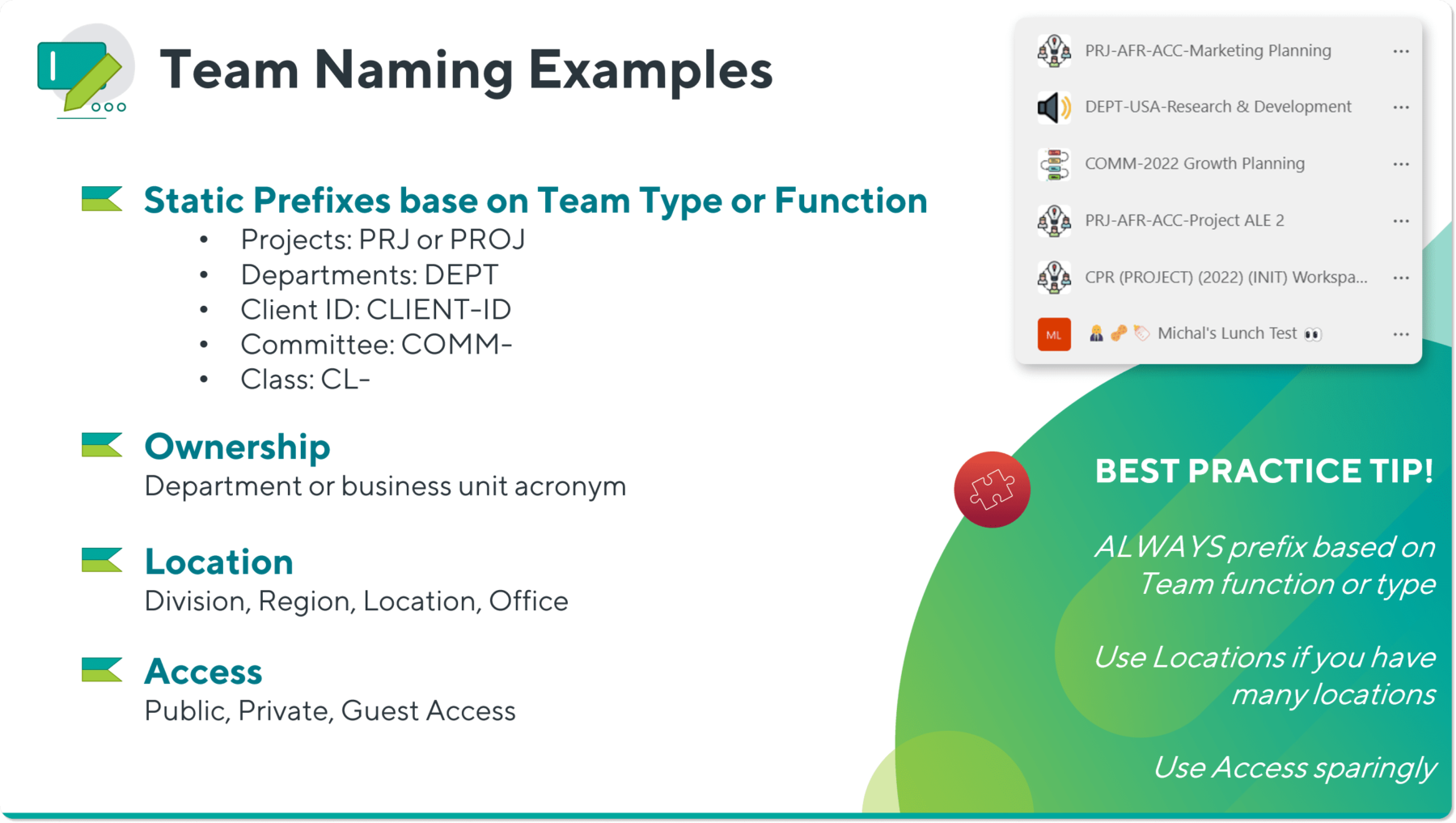 microsoft teams naming samples and best practices
