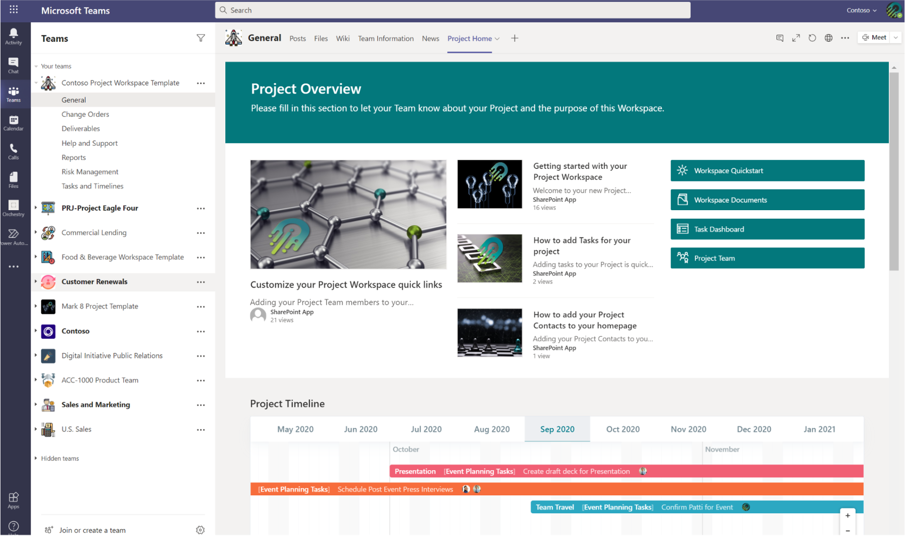 microsoft teams project workspace