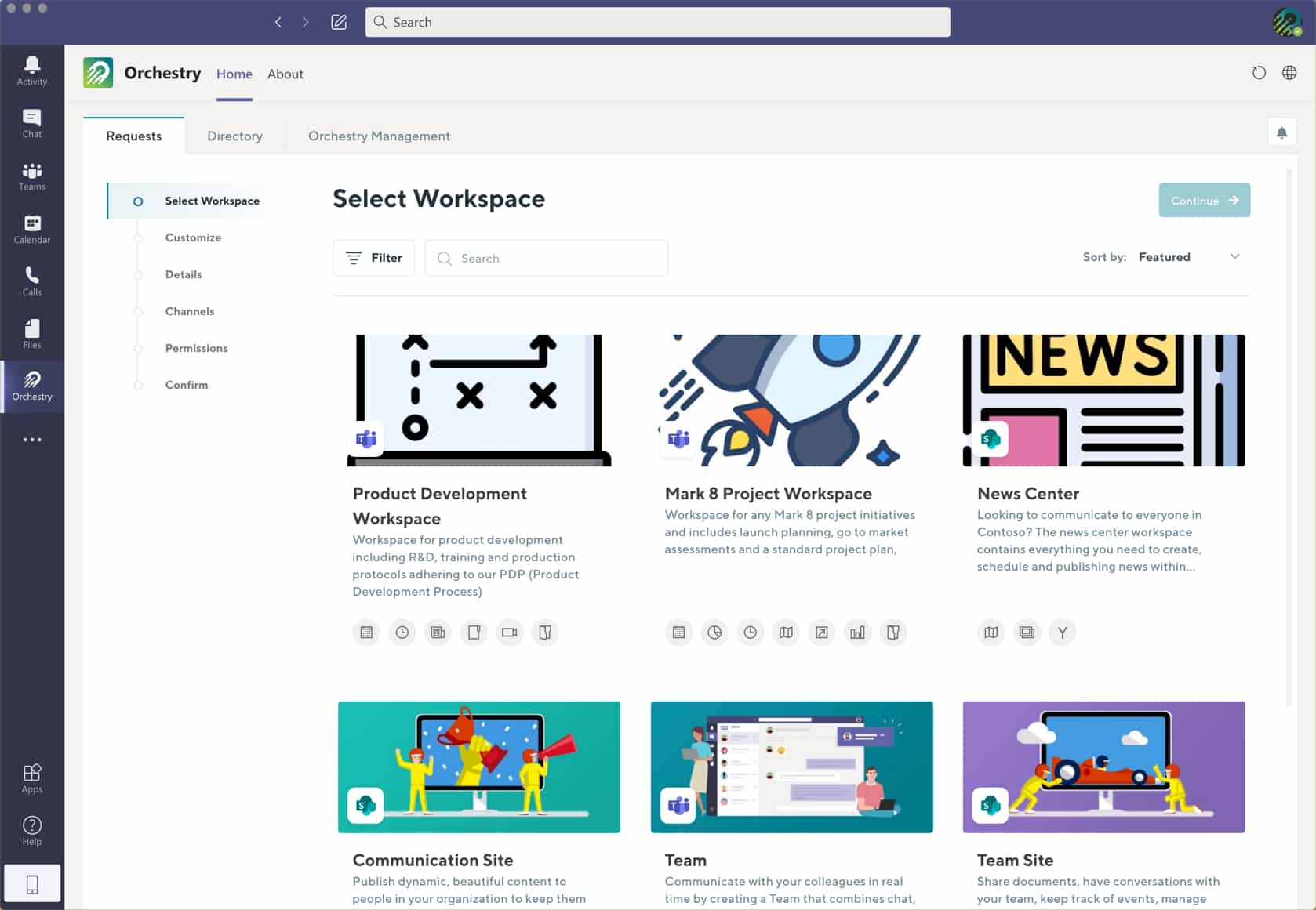 creating orchestry workspaces with microsoft teams templates