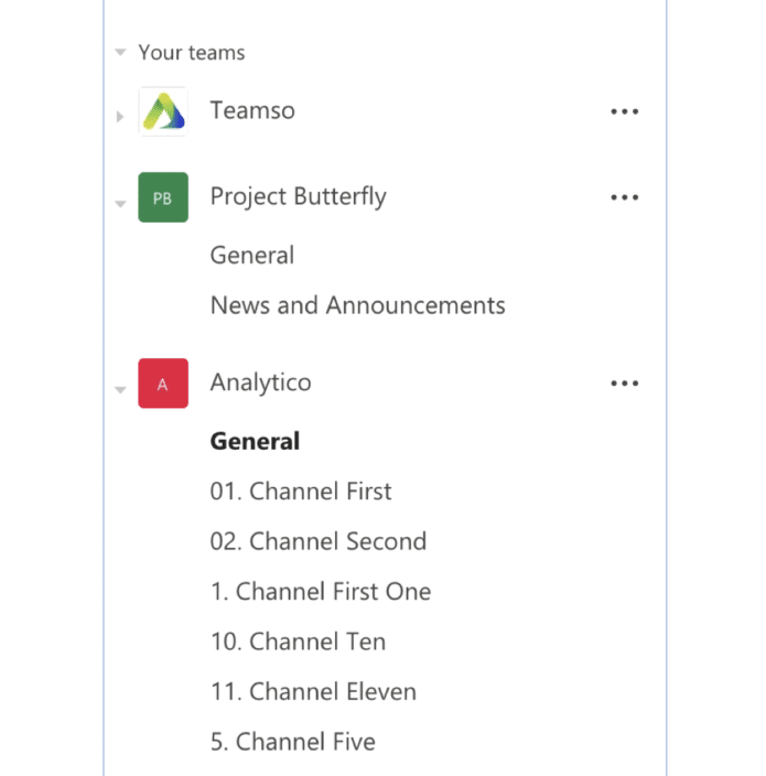 Screenshot - Microsoft Teams Best Practices - Channel breakdown