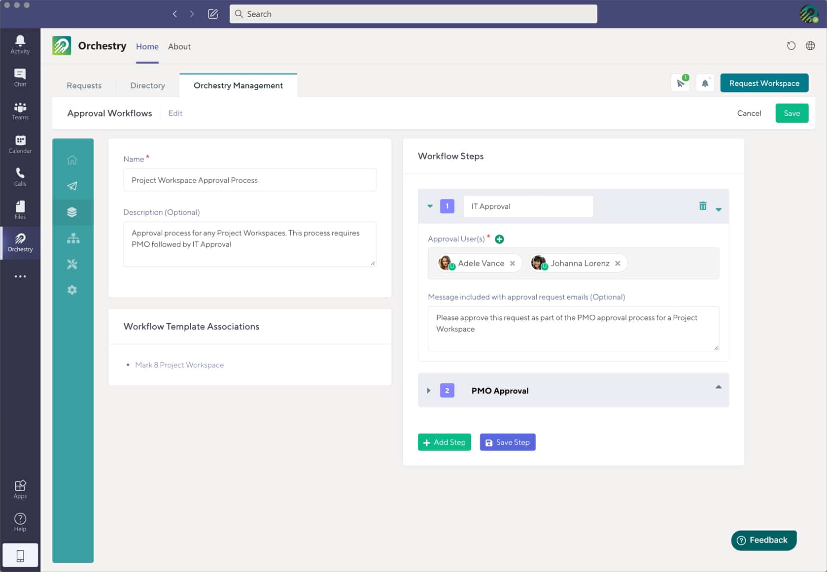 orchestry self service microsoftr 365 provisioning - setting up an workflow approval steps