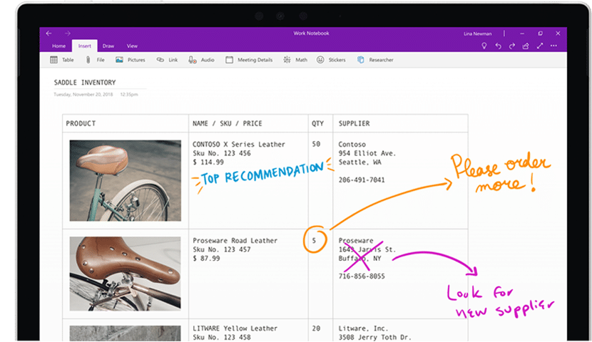 taking notes in ms onenote
