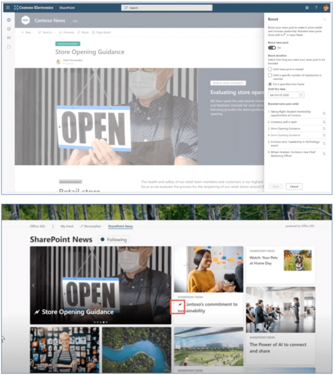 sharepoint online news - display boost