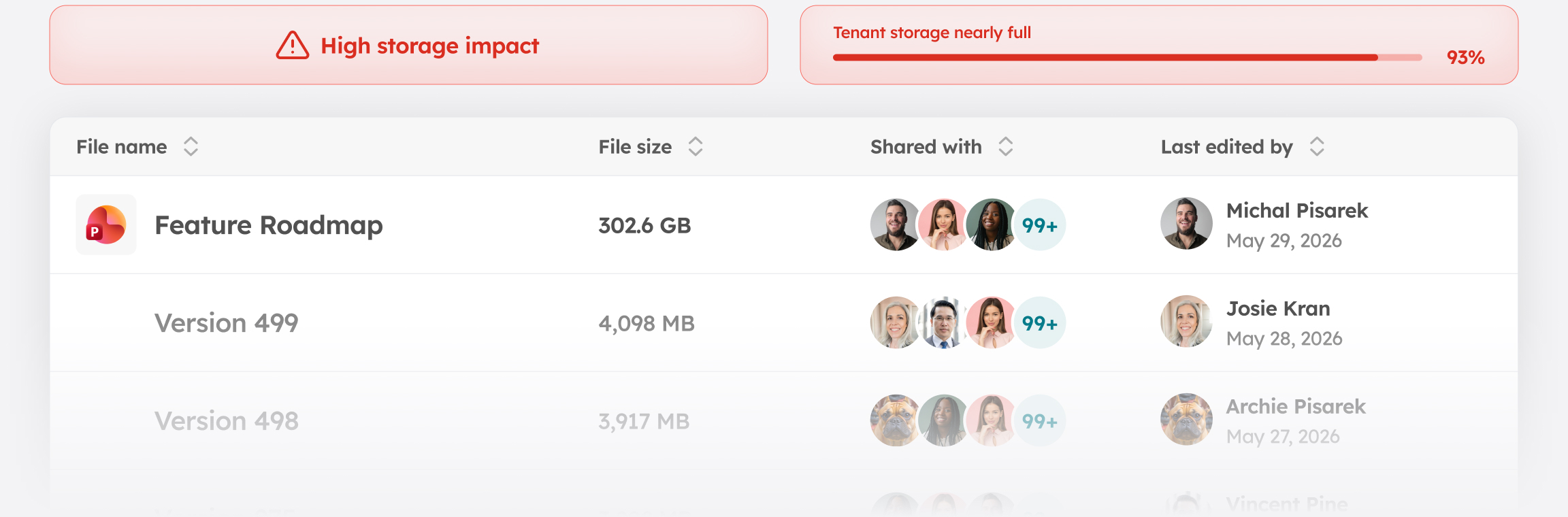 Storage Costs - Version History 05-1