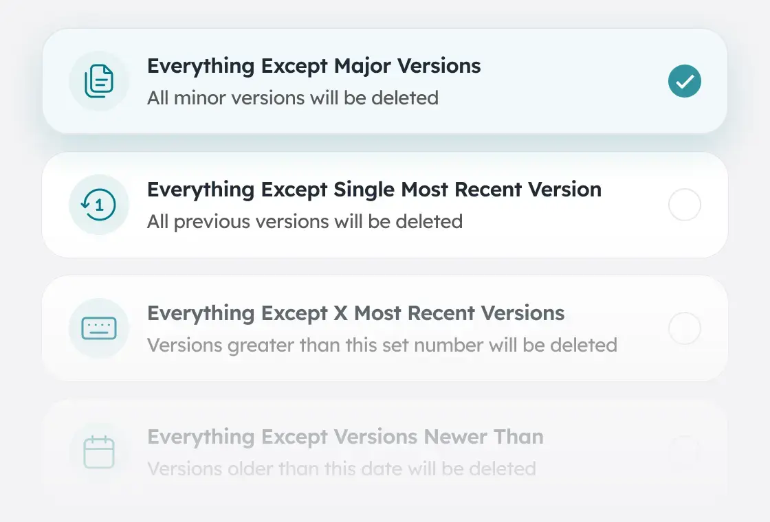 Storage and Archival - Mass Version Purging